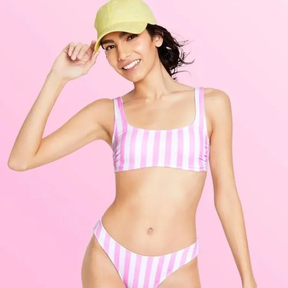 NWOT Stoney Clover Lane x Target Pink Scoop Striped Bikini‎ Bottoms 2X/3X - Picture 1 of 4
